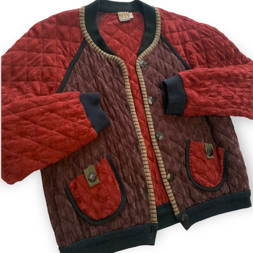 Vintage BETS Canvasbacks Quilted Button-Down Jacket Coat Small S